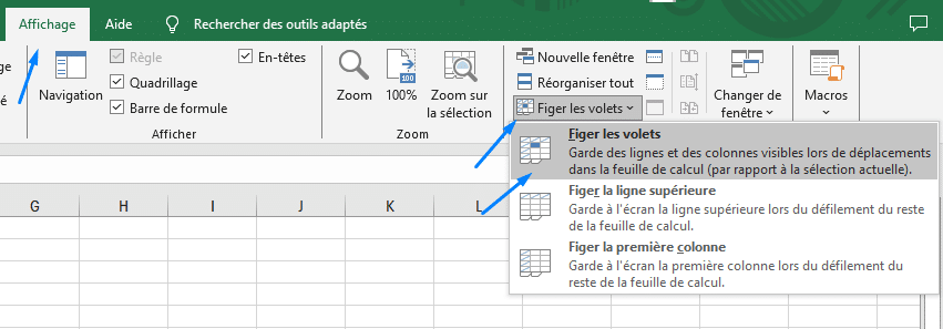 Comment geler une colonne dans Excel