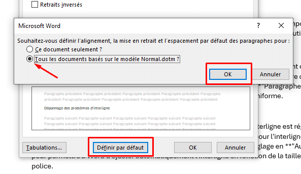 l'interligne dans Microsoft Word