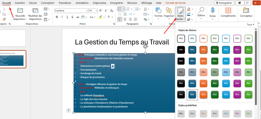 faire un sommaire dans PowerPoint