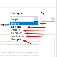 l'interligne dans Microsoft Word